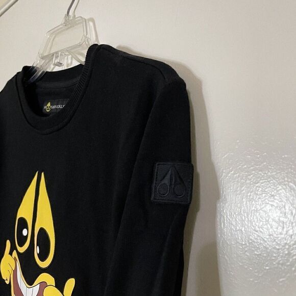 MOOSE KNUCKLES boys black print crew neck sweatshirt size XL - Picture 2 of 8